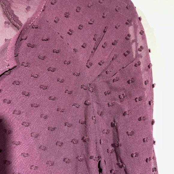 Aritzia Babaton Womens Silk Blend Blouse V-Neck Swiss Dot 3/4 Sleeve Size XS - Picture 10 of 12